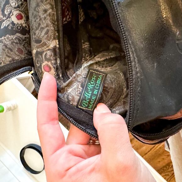 Belle Rose Leather Bucket Bag with Handle And Strap - Picture 10 of 13